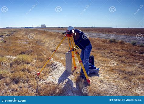 Surveyor Stock Photo Image Of Geodetic Cross Coordinates