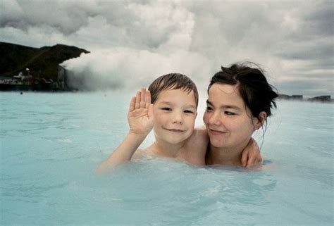 Bjork And Her Son Sindri Photographed In At The Blue Lagoon In Iceland