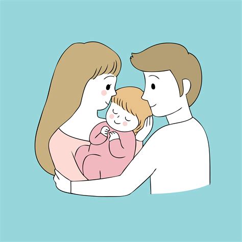 Cartoon Cute Parents Kiss Baby Vector 622647 Vector Art At Vecteezy