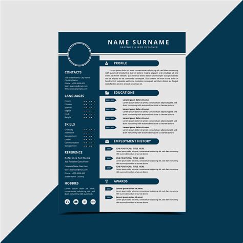 Resume CV Template Vector Art At Vecteezy