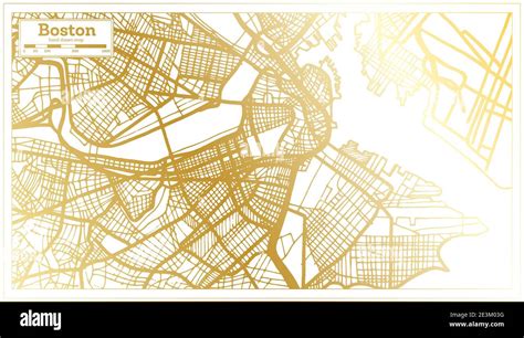 Boston Usa City Map In Retro Style In Golden Color Outline Map Vector