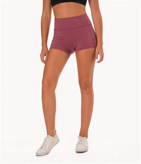 High Waisted Hip Up Yoga Shorts Soft Nylon Women Solid Color Running