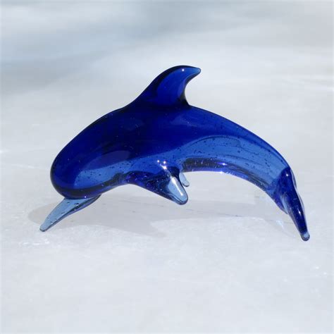 Glass Dolphin Figurinesculpture Etsy