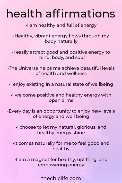 Top 10 Affirmations For Health Improve Your Health And Lifestyle Positive Corners