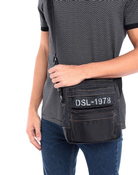 Diesel Denim Cross Body Bag In Black For Men Lyst