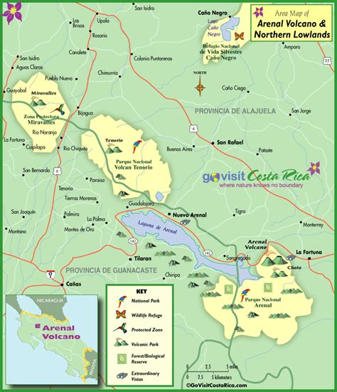 Arenal Volcano And Northern Highlands Map Costa Rica Go Visit Costa Rica
