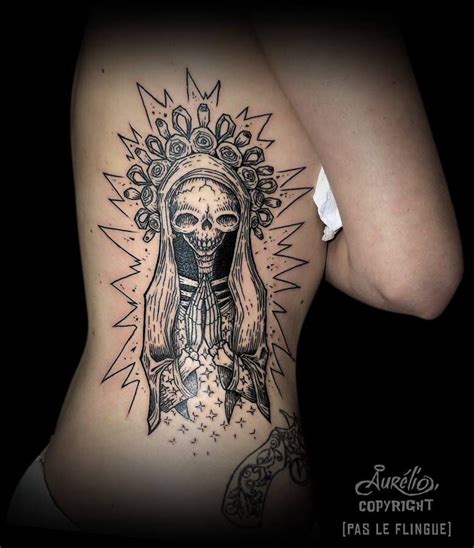 Tattoo Virgin Mary Inspired Skeleton Tattoo Mexican Folk Art Cat