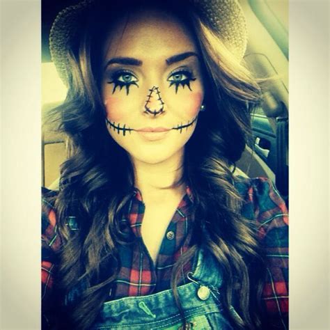 halloween costume and makeup woman scarecrow easy costume just add overalls and a flannel