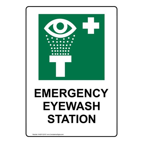 Vertical Sign First Aid Emergency Eyewash Station