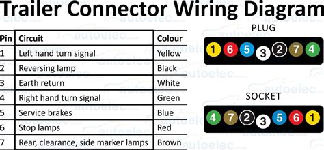 Here's the wiring diagrams showing the pin out for the plug and socket for the most common circle and rectangle trailer connections in use in australia. BRITAX HOLDEN 7 PIN FLAT TRAILER FEMALE SOCKET CARAVAN REED SWITCH N/C