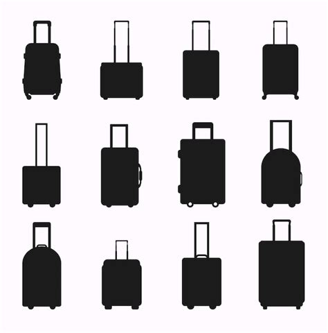 Premium Vector Travel Bag Luggage Silhouette And Suitcases Black Silhouette