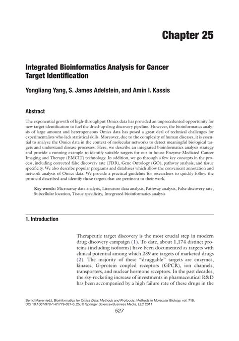 Pdf Integrated Bioinformatics Analysis For Cancer Target Identification