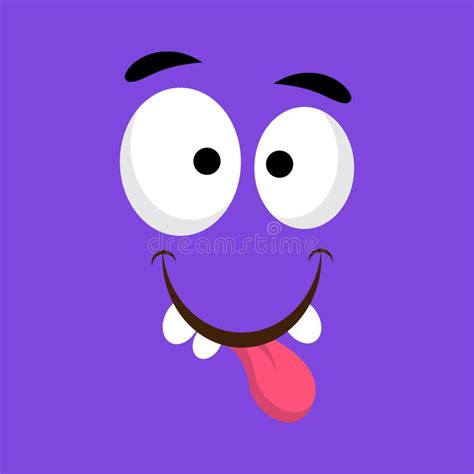Cute Cartoon Face Character With Tongue Out Stock Vector Illustration