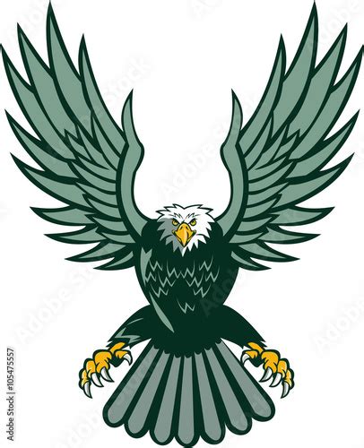 Bald Eagle Swooping Wing Spread Isolated Retro Buy This Stock Vector