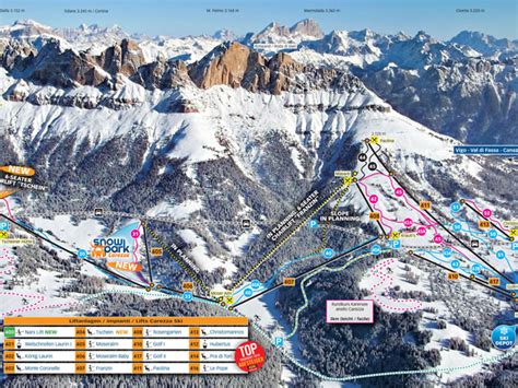 Ski Map Val Di Fassa Carezza Italy