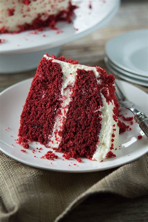 A red velvet cake is instantly recognizable with its bright red color offset by a white cream cheese frosting. Moist Red Velvet Cake and Whipped Cream Cheese Frosting ...