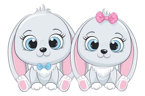 Baby Shower Clipart Png Eps Jpeg Cute Bunny Boy And Girl