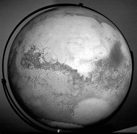 Black and white globe black background. The Mariner Mars Globe | The Planetary Society