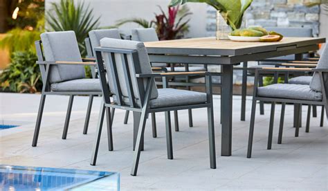 kai extendable outdoor dining table charcoal 280 340cm woodbury furniture