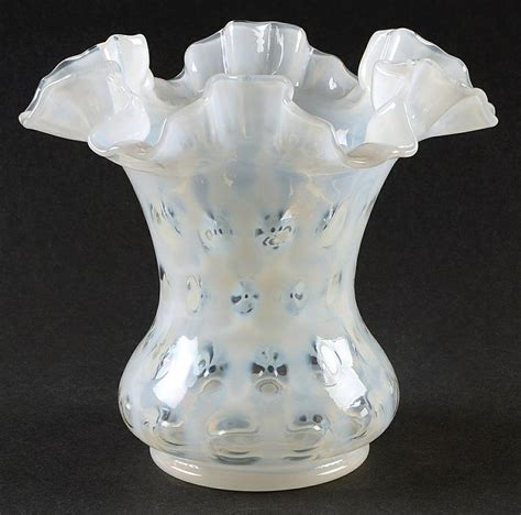Coin Dot French Opalescent Double Crimped Vase By Fenton