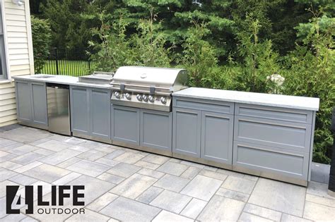 4 Piece Gray Stainless Outdoor Kitchen Cabinet Set 4 Life Outdoor Inc