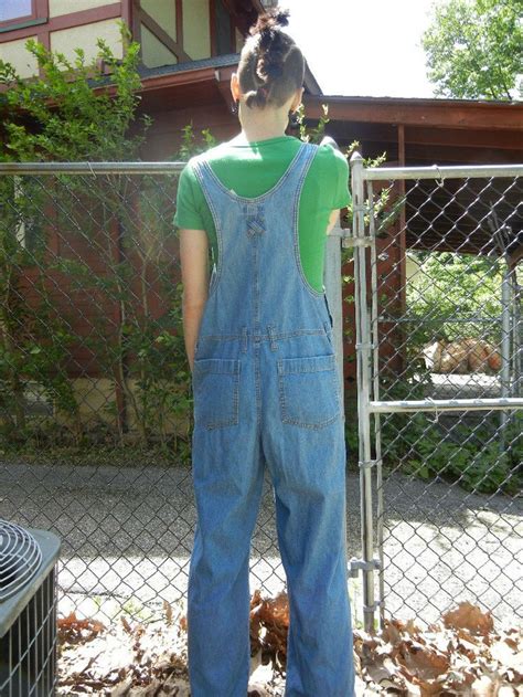 Woman In Denim Overalls Back Fashion Pants Overall Outfit Overalls
