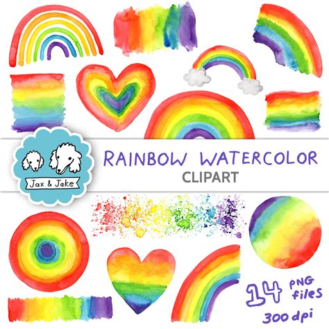 Rainbow Watercolor Clipart | Rainbow Clipart | Rainbow Hearts | Rainbow Circles | Rainbow ...