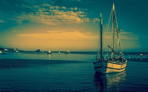Download Wallpapers White Yacht Sea Sunset Evening Seascape Summer