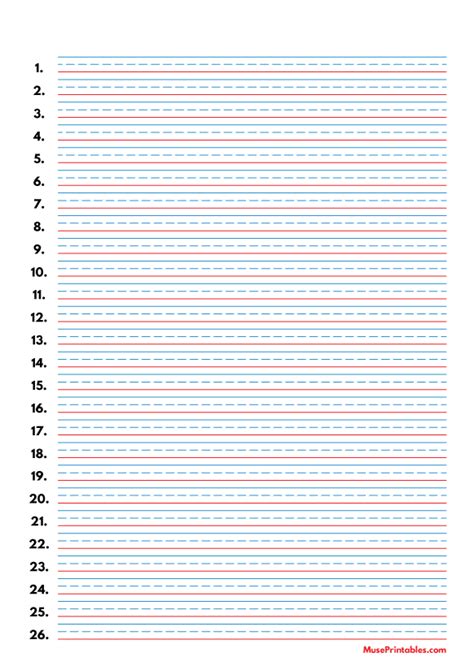 Lined Paper With Numbers And Lines In Red White And Blue On The Bottom