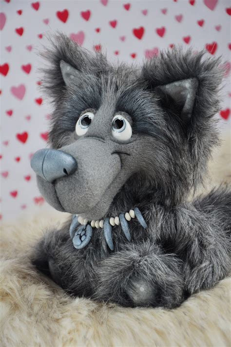 Gray Plush Wolf Soft Toy Stuffed Cute Doll Sweet Poseable Etsy
