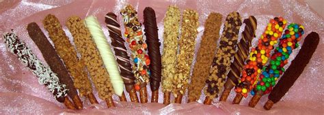 Maybe you would like to learn more about one of these? chocolate dipped pretzel sticks with nuts/m&/& drizzled ...