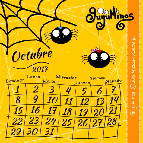 Calendario Mes De Octubre 2017 Guyuminos