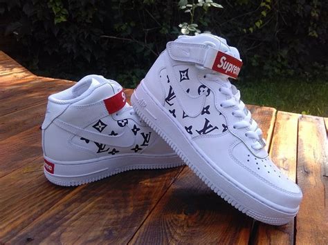Sierato creating supreme lv forces for kristen hancher | can we get to 2k likes!?!?! Custom Nike Air Force Supreme Louis Vuitton