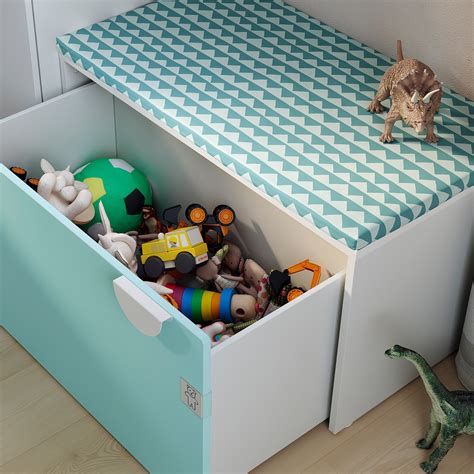 SmÅstad Bench With Toy Storage Whitepale Turquoise Ikea