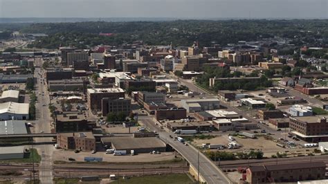 5.7K stock footage aerial video a wide view of the downtown area of the