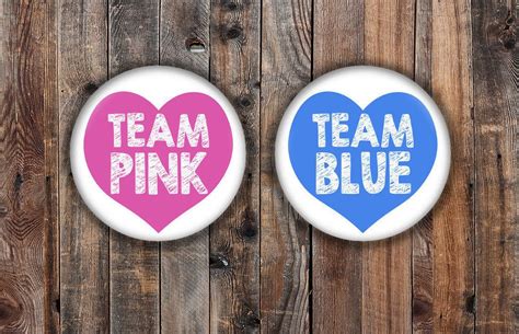 Cute Heart Team Pink And Team Blue Gender Reveal Pins Pink Etsy