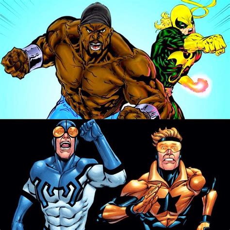 Luke Cage And Iron Fist Vs Blue Beetle And Booster Gold 8 Comics Amino