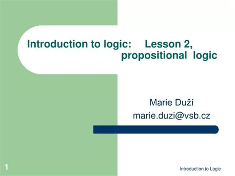 Ppt Introduction To Logic Lesson 2 Propositional Logic Powerpoint