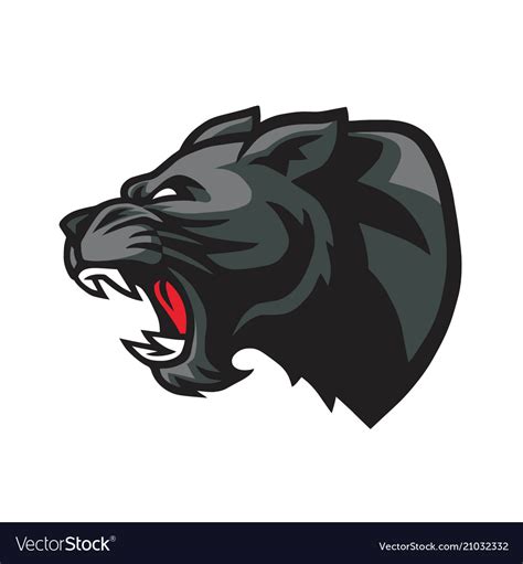 Panther Roaring Head Mascot Logo Royalty Free Vector Image