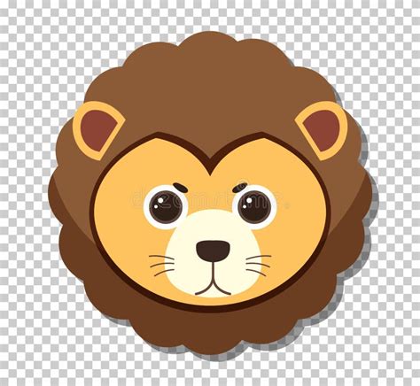 Cute Lion Head In Flat Cartoon Style Stock Vector Illustration Of