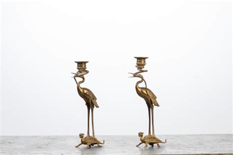 Brass Flamingo Candlesticks From The 1880s At 1stdibs