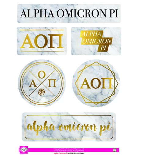 Alpha Omicron Pi Marble Sticker Sheet Sororityshop
