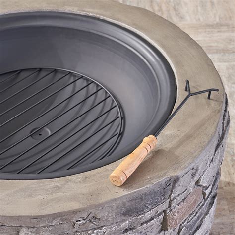 Dione Outdoor 32 Wood Burning Light Weight Concrete Round Fire Pit