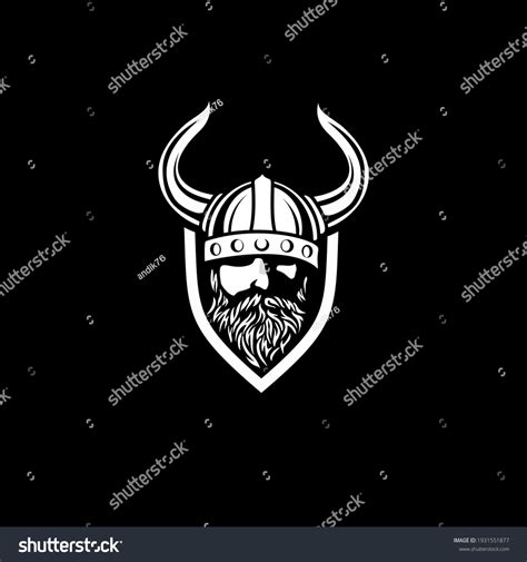 Head Bearded Viking Warrior Horned Helmet Stock Vector Royalty Free