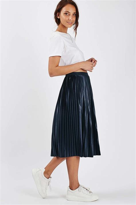 Jersey Pleat Midi Skirt Topshop Navy Pleated Skirt Cute Fashion