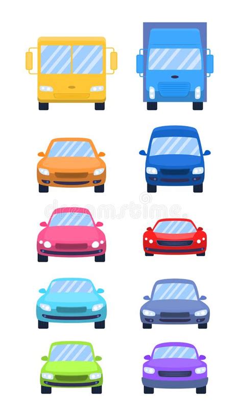 Cartoon Cars Color Icons Set Vector Stock Vector Illustration Of