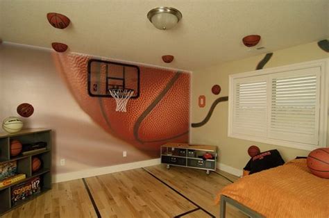 Basketball hoop for bedroom wall. Basketball Theme Wall Murals Inspirations | Basketball ...