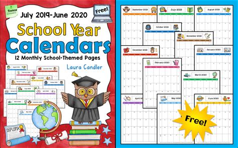School Year Calendar Freebie Laura Candler