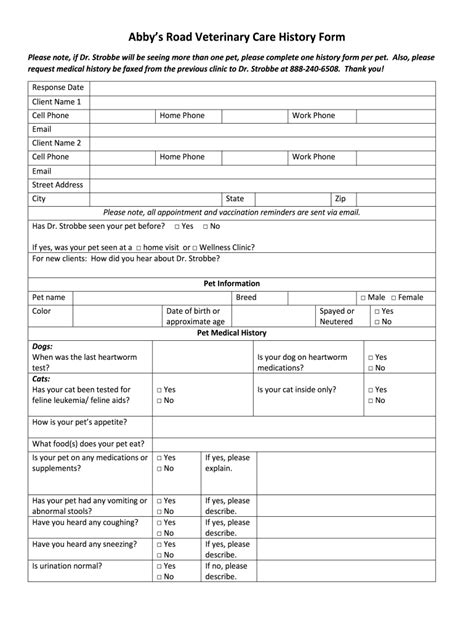 Veterinary Patient History Form Template Fill Out And Sign Printable