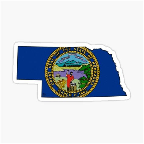 Nebraska Map With Nebraska State Flag Sticker For Sale By Havocgirl